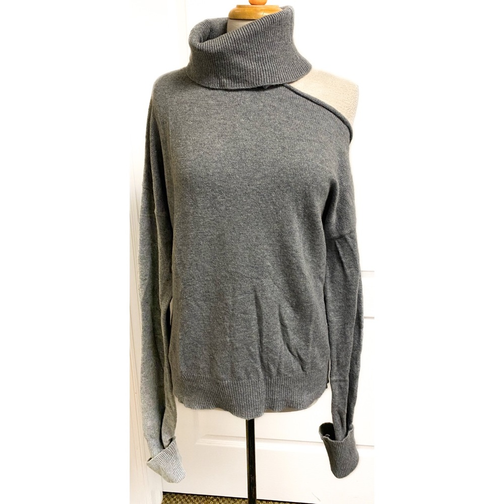 Paige Raundi Sweater Grey Turtleneck Sweater with Open Shoulder